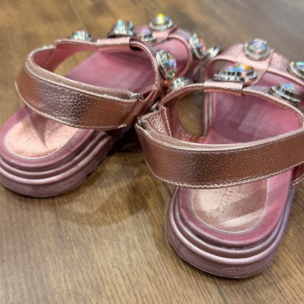 Kurt Geiger Mini Orson Pink Crystal Sandals Kids Size 4 - Picture 4 of 6